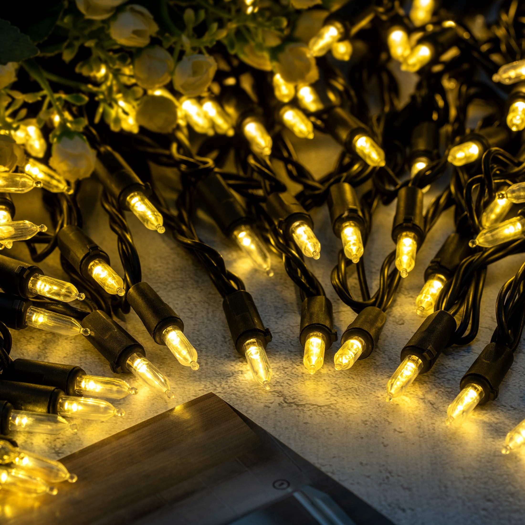 200 Count Warm White LED Christmas Lights - 66 ft Black Wire UL Certified Commercial Grade LED String Lights for Indoor/Outdoor Holiday & Halloween Decorations