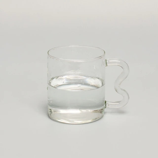 Pastel Glass Wavy Handle Coffee Mug - 14oz Aesthetic Drinking Cup for Tea, Coffee & Hot Chocolate - Perfect for Home, Office & Gift Giving