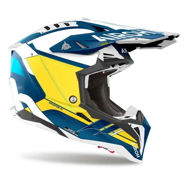 Airoh Aviator 3 Saber Matt Blue Motorcycle Helmet - DOT & ECE Certified for Street & Racing - Lightweight & Ventilated for Comfort - Perfect for Urban Commuting & Track Days