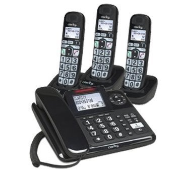 Clarity 53727.000 E814CC Amplified Telephone for Moderate Hearing Loss - Corded & Cordless Phone Combo with 2 E814HS Handsets - Ideal for Seniors & Hearing Impaired at Home or Office