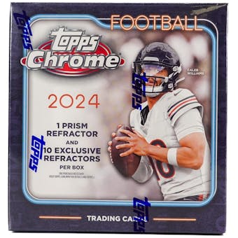 2024 Topps Chrome Football Mega Box - Premium Trading Cards for NFL Fans & Collectors - Perfect for Gifts, Investments, and Fantasy Football Enthusiasts