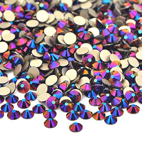 Xuccus JUNAO SS16 SS20 SS30 Hyacinth AB Glitter Glass Nail Rhinestones - Flatback Nail Crystals, Round Glass Strass Diamonds for Nail Art & Crafts (1440Pcs, Amethyst AB) - Perfect for DIY Nail Designs, Manicures, Jewelry Making and Home Decor