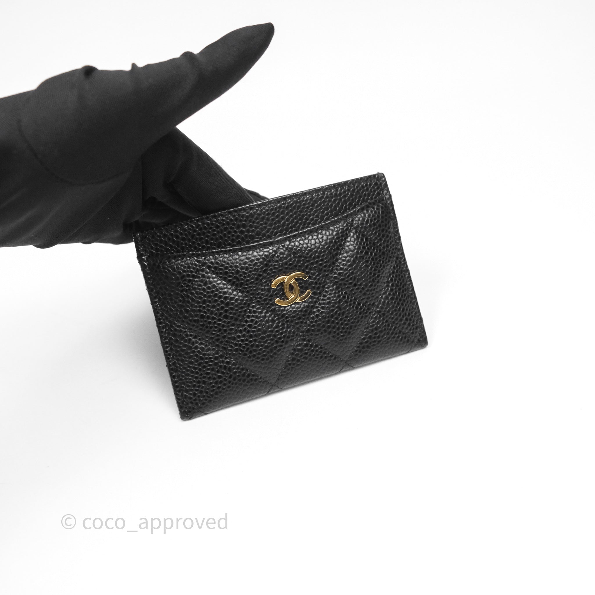 Chanel Classic Flat Card Holder in Black Caviar Leather with Gold Hardware - Luxury Wallet for Women, Perfect for Everyday Use & Gift Giving