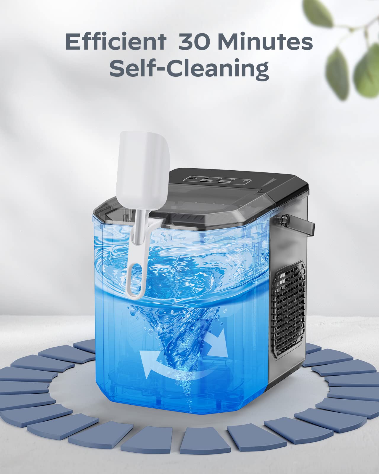 Portable Countertop Ice Maker Machine - Silonn Self-Cleaning Ice Maker with Basket & Scoop, Makes 9 Cubes in 6 Minutes, 26 lbs Daily - Perfect for Home Kitchen, Office, Camping, RV Travel & Outdoor Parties