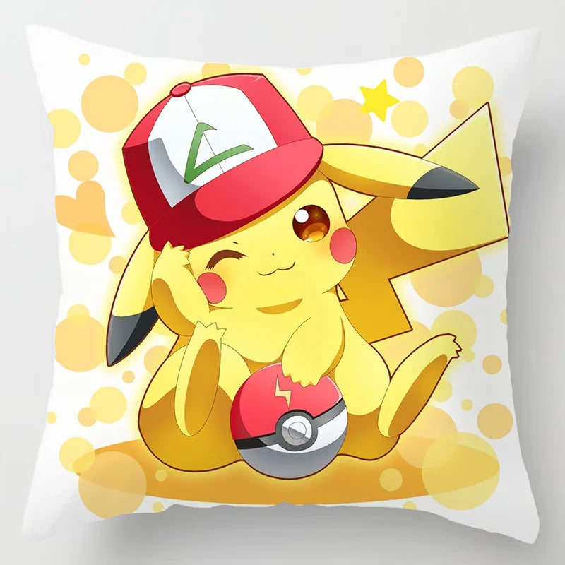 Pokemon Pillow & Cushion Covers - Soft Anime Character Bedding Decor for Kids Room, Gaming Chair, Sofa & Car Accessories