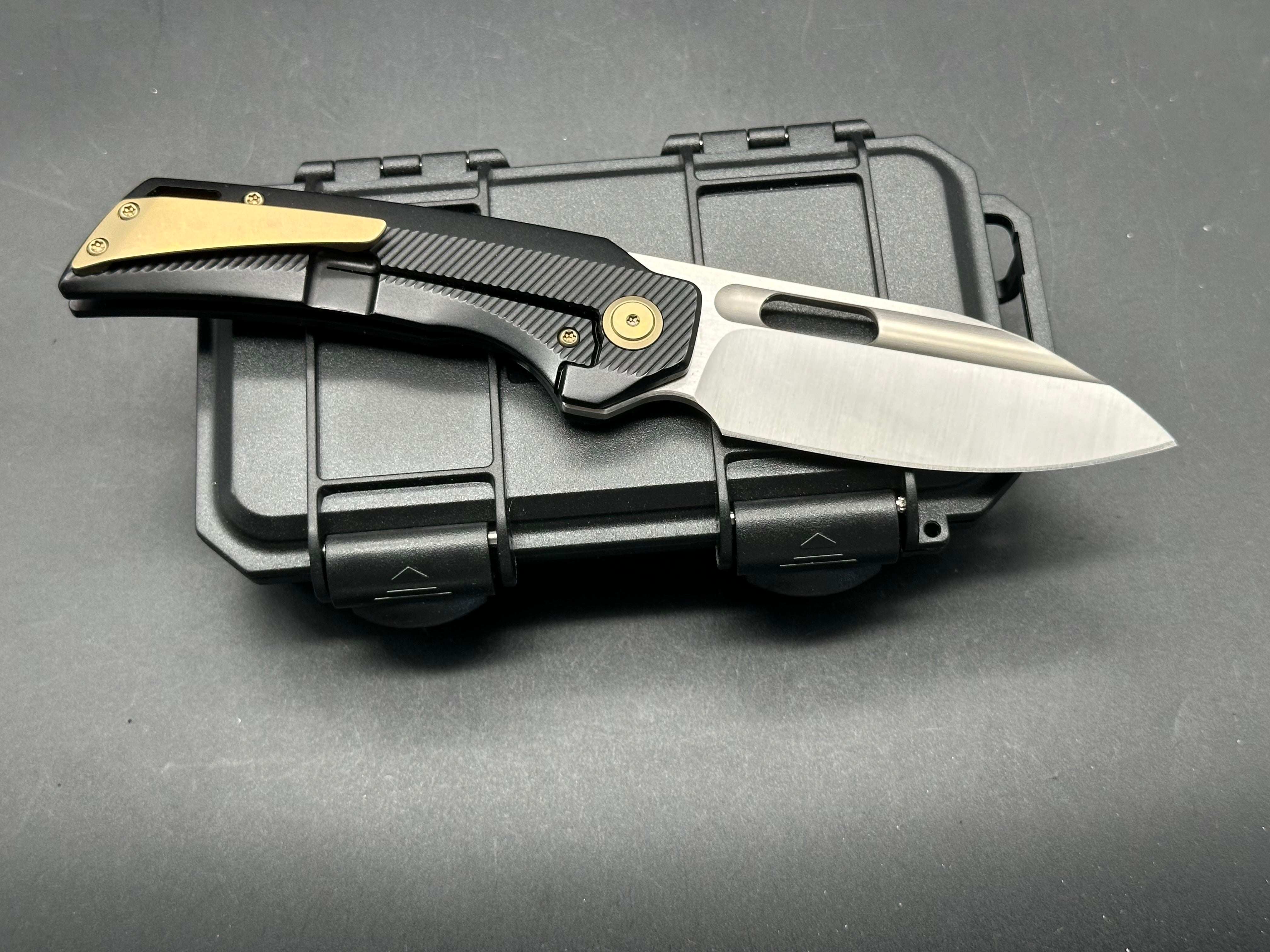 EMPEDC Nymble X V2 Titanium Folding Knife - M390 Steel Blade, Bronze Hardware - EDC Pocket Knife for Camping, Hiking & Outdoor Adventures