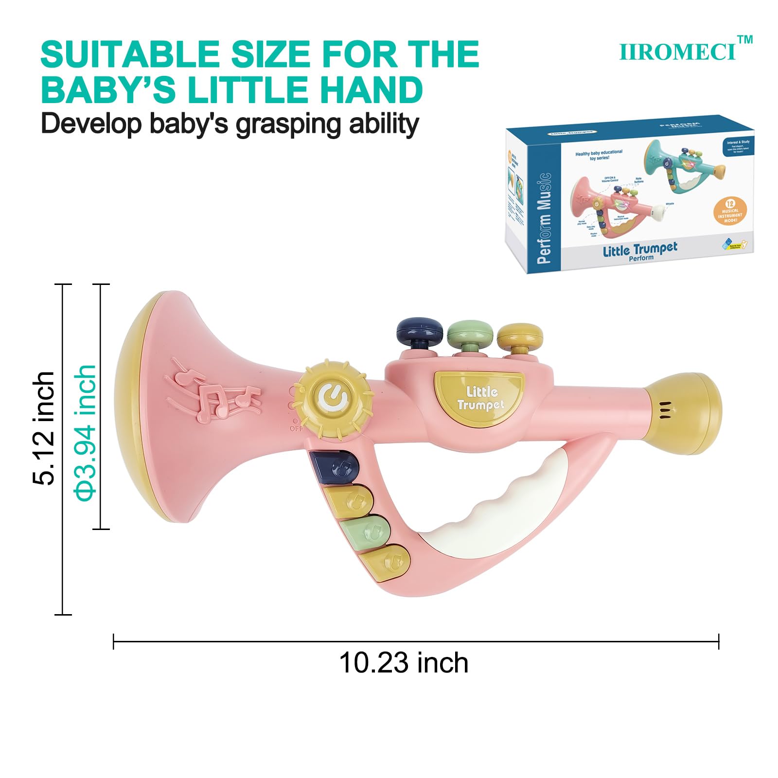**Kids Musical Toys - Little Trumpet Toy for Toddlers 1-3 Years, Blow Horn Baby Educational Music Toy for Girls & Boys (Pink) - Perfect for Birthday Gifts, Early Learning & Playtime Fun**