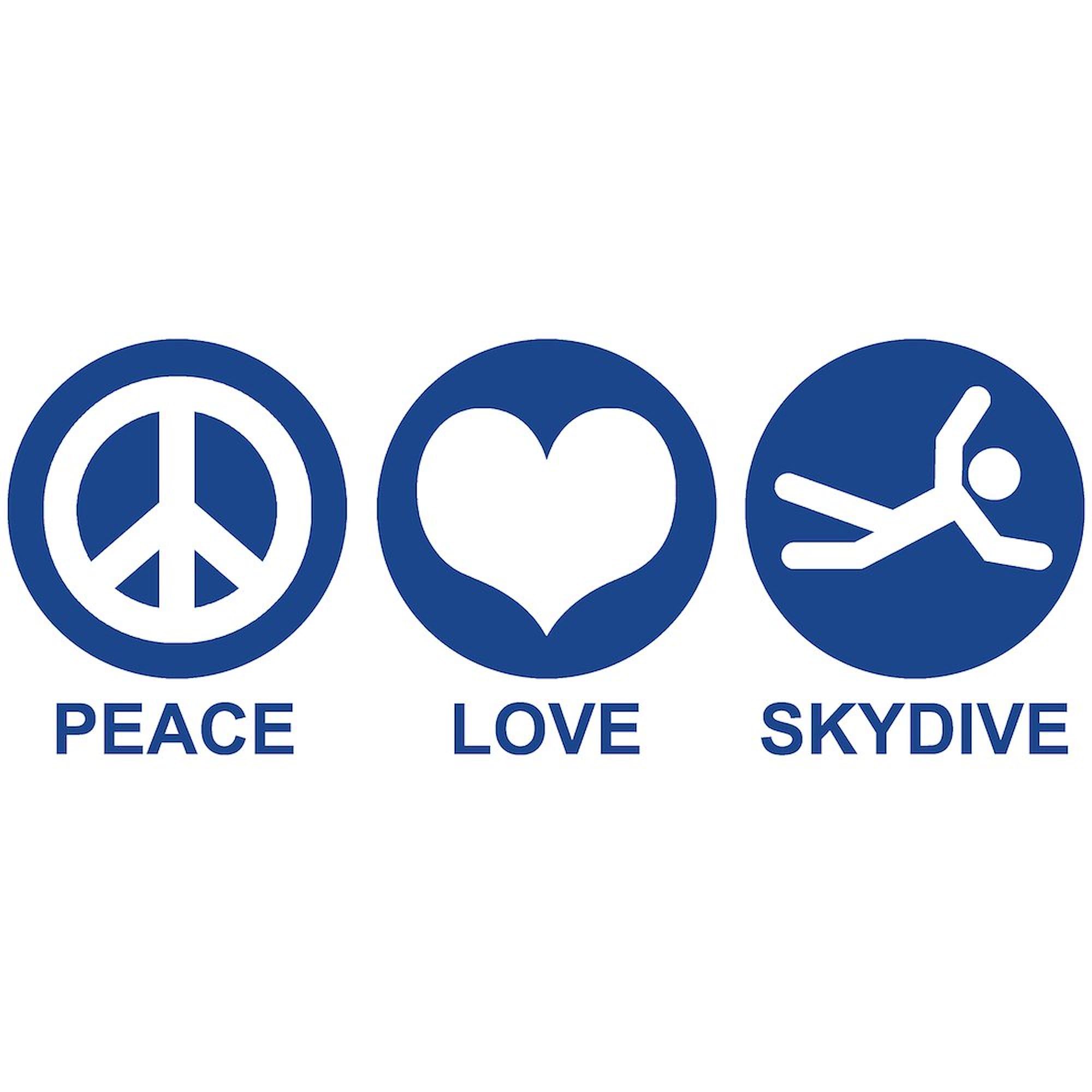 Peace Love Skydive Rectangle Sticker - Waterproof Vinyl Bumper Decal for Cars, Laptops & Windows - Outdoor Adventure & Travel Accessories