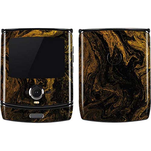 Motorola RAZR Phone Skin - Gold & Black Marble Decal for Stylish Protection