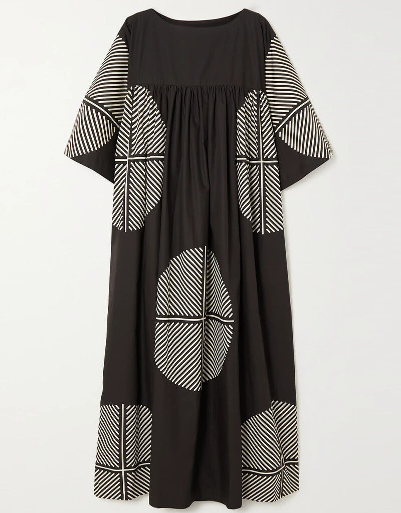 Stylish Black & White Poly Rayon Cotton Kaftan Dress for Women - Perfect for Beach, Vacation and Summer Outfits