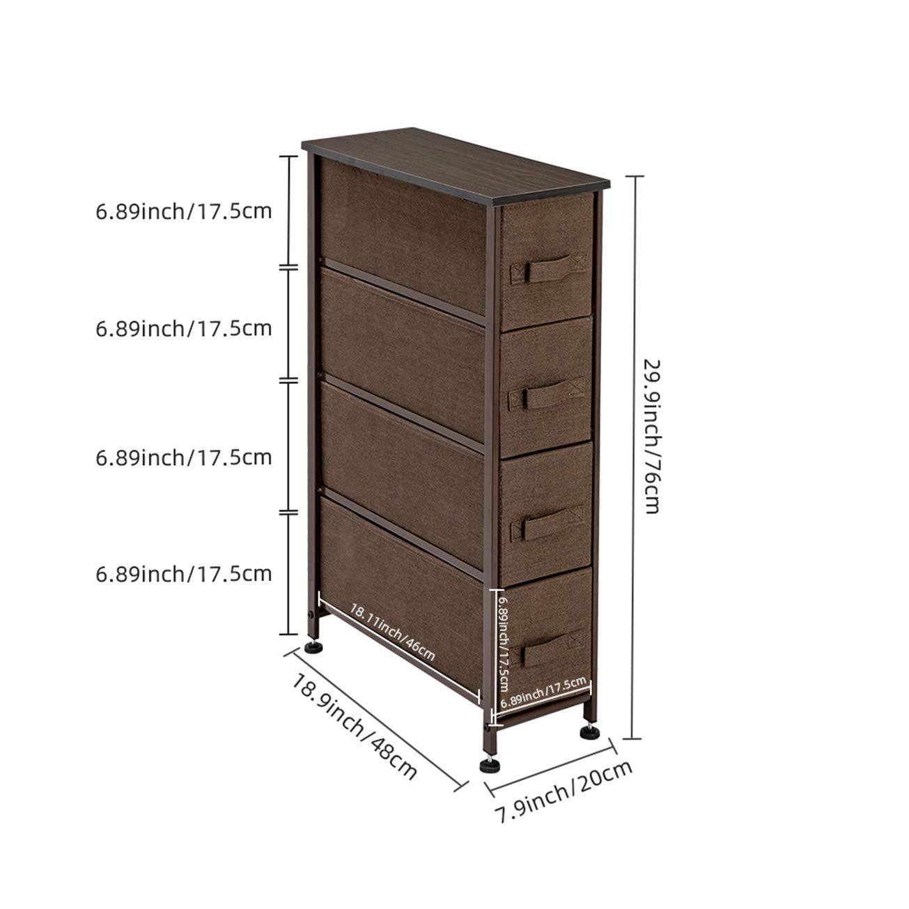 Slim Dresser with 4 Fabric Drawers - 7.9