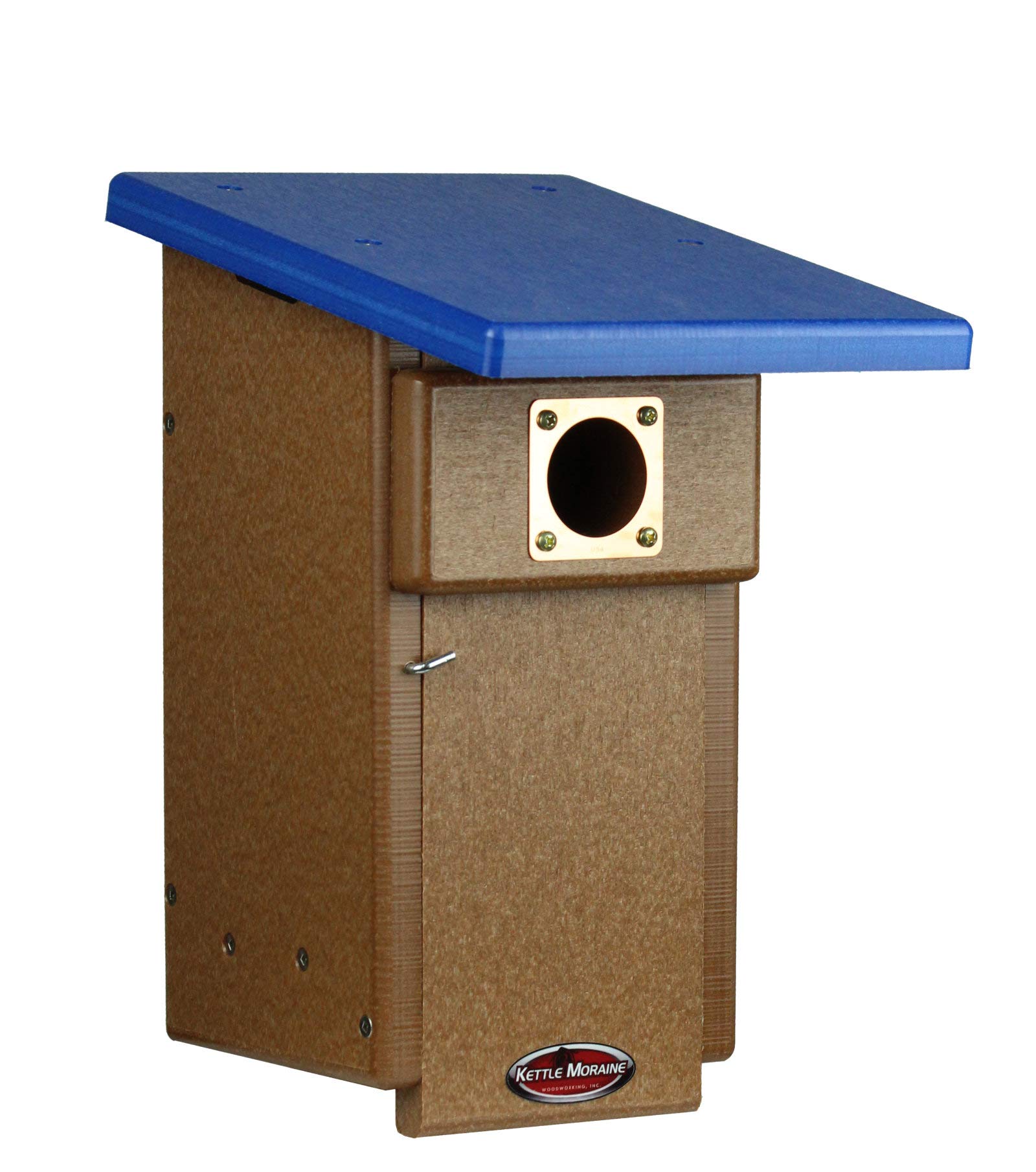 Eastern Bluebird Recycled Nest Box with Pole - Eco-Friendly Bird House for Backyard & Garden - Attract Bluebirds & Enhance Wildlife Habitat (Blue/Chocolate)
