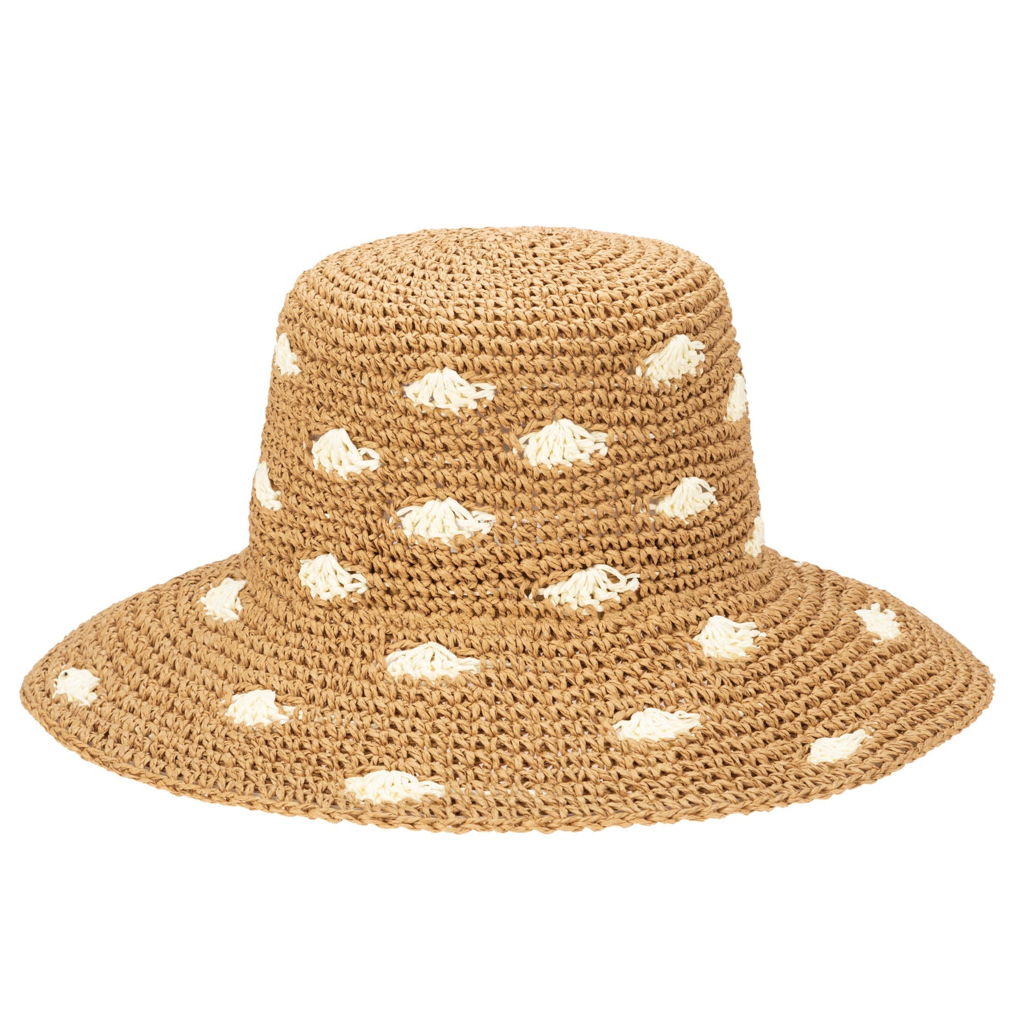 Dream On Paper Crochet Polka Dot Bucket Hat - Stylish Summer Beach Hat for Women, Fashionable Sun Protection Accessory for Outdoor Activities, Vacations and Photoshoots