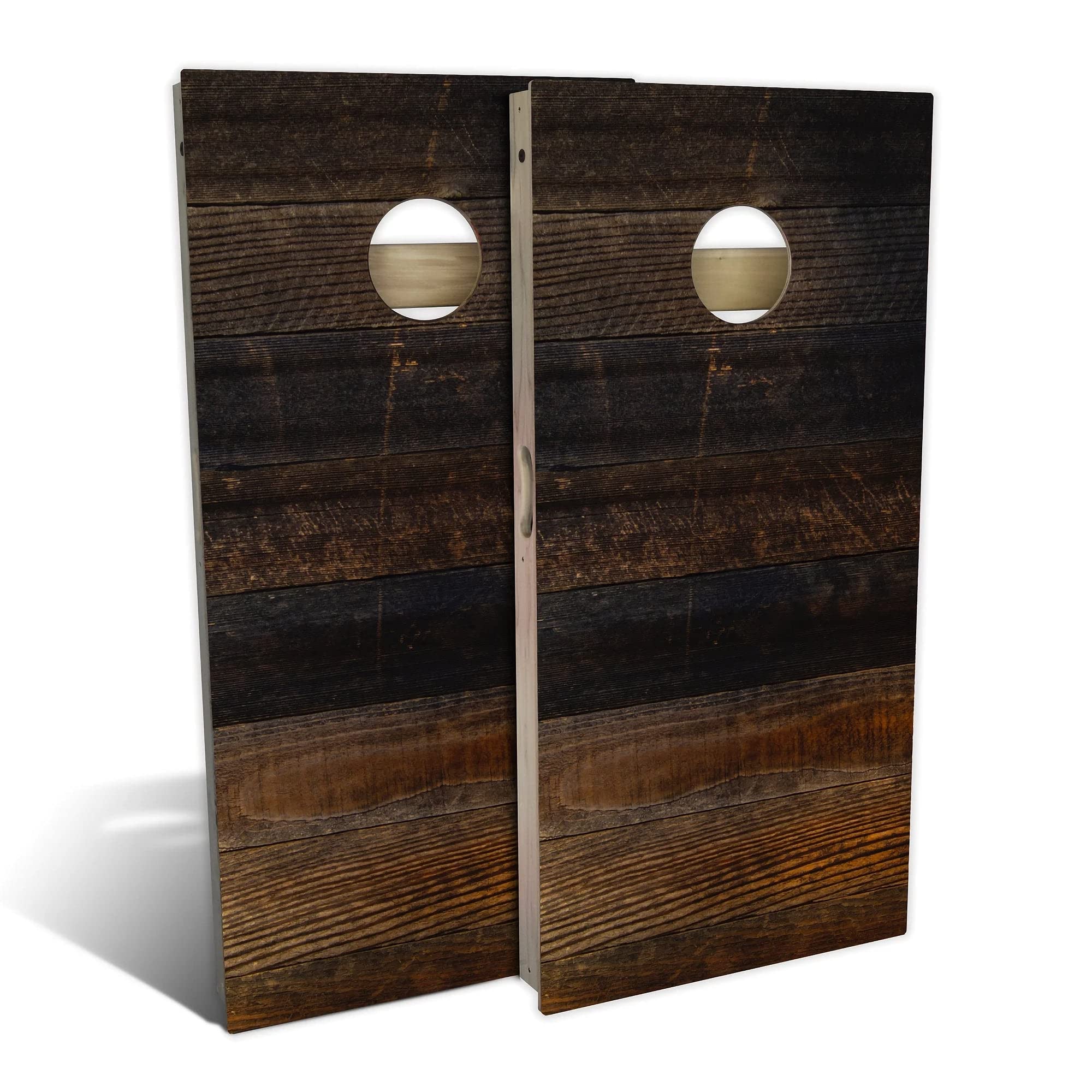 Premium Burnt Shiplap Cornhole Board Set - 2 Boards & 8 Bags Included - Custom Size & Accessories - Perfect for Backyard Parties, Tailgating & Outdoor Games
