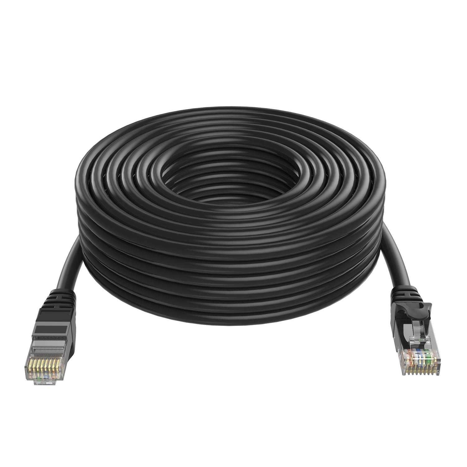High-Speed SHD Cat6 Ethernet Cable (75 Feet) - UTP LAN Network Patch Cord for Gaming, Streaming & Office Use - Black