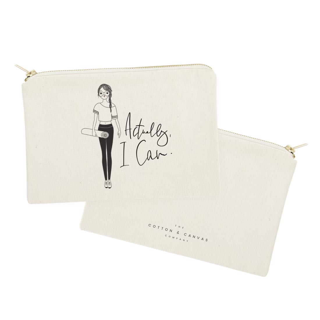 Actually I Can Feminist Motivational Cosmetic Bag - Cotton & Canvas Travel Makeup Pouch for Women - Perfect for Daily Use, Travel & Gifts