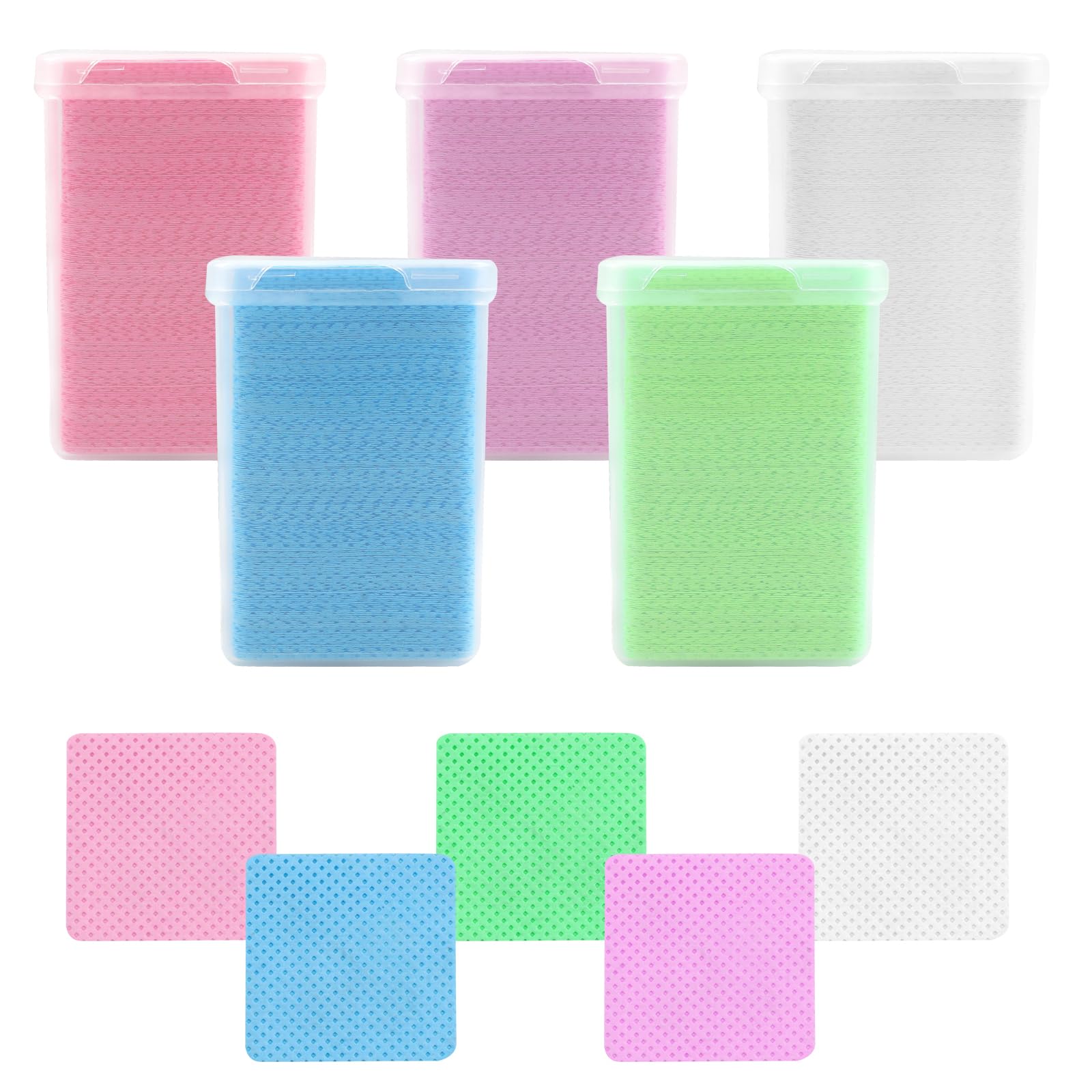 1000 Pieces Super Absorbent Nail Cotton Pads - Soft Non-Woven Eyelash Glue Wipes & Nail Polish Remover Pads for Eyelash Extensions (Multi-Colored) | Perfect for Salon, Home Manicure & Professional Makeup Artists