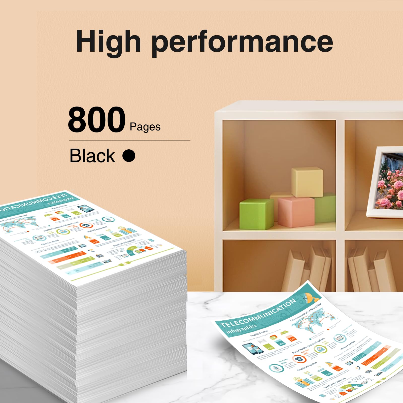 High Yield 564XL Black Ink Cartridge (5-Pack) - Compatible with HP DeskJet 3520, 3522, Officejet 4620, Photosmart 5520, 6510, 7520, 7525 Printers - Perfect for Home Office Printing & Document Work