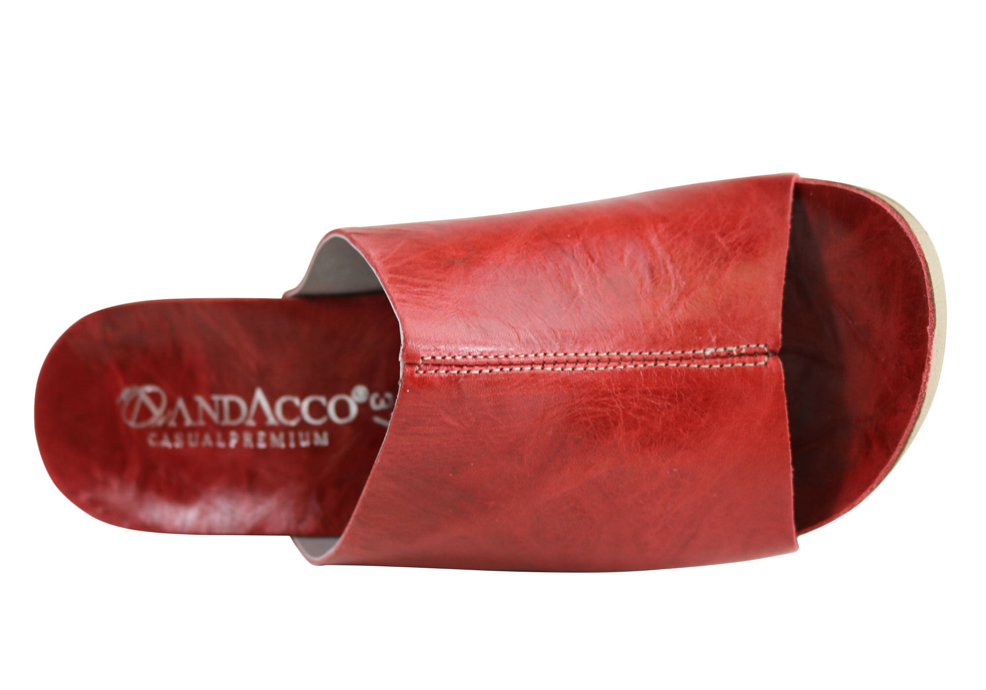 Andacco Women's Leather Mid Heel Sandals Slides - Comfortable Gallon Size Made in Brazil - Perfect for Summer, Beach, and Casual Outings