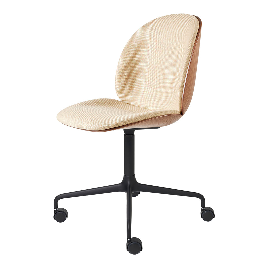 Ergonomic Beetle Meeting Chair with Front Upholstered Seat, 4-Star Aluminum Base & Casters | 3D Veneer Shell Design | Perfect for Office, Conference Rooms & Home Workspaces