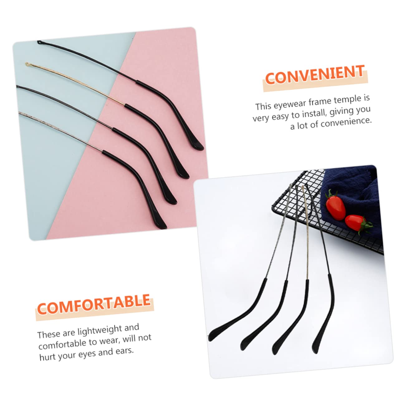 SOLUSTRE 3 Pairs Glasses Arm Covers, Replacement Temple Tips for Eyeglasses, Comfortable Ear Cushions for Metal Frames - Perfect for Reading, Working & Long Wear Comfort