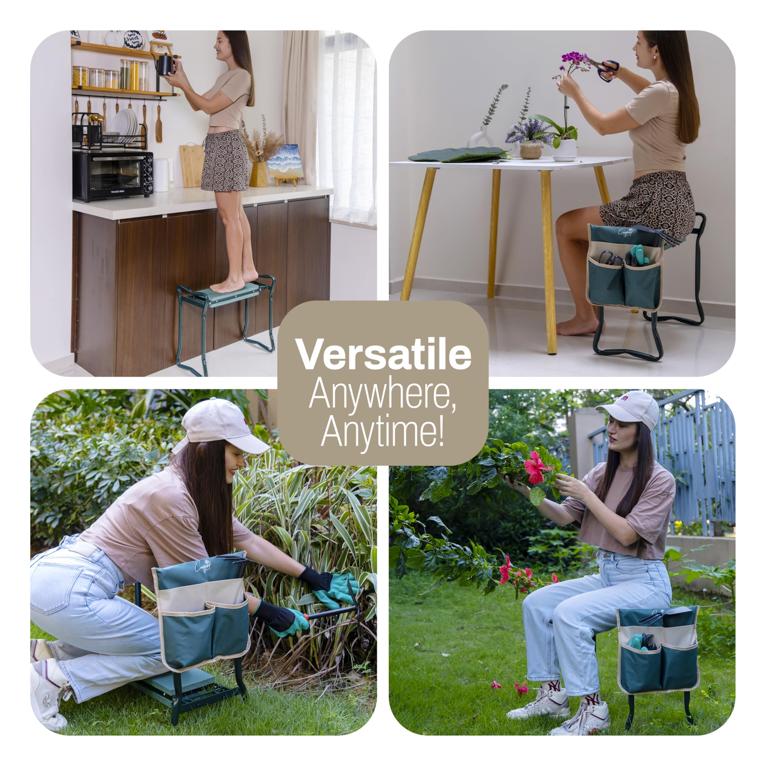 **Portable Garden Kneeler Seat with EVS Cushion & 2X Gloves - Heavy Duty, Soft & Wide Kneeling Pad for Gardening - Perfect Gift for Parents (Ideal for Planting, Weeding & Outdoor Work)**