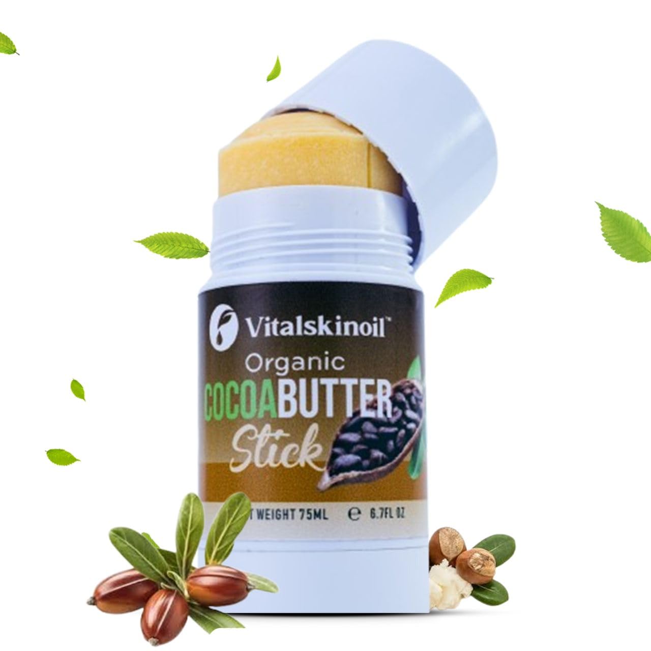 Organic Cocoa Butter Body Stick - Belly Butter, Heel Balm & Travel Lotion for Dry Skin (6.7 fl oz) | Moisturizing & Nourishing for Pregnancy, Cracked Heels & On-The-Go Hydration