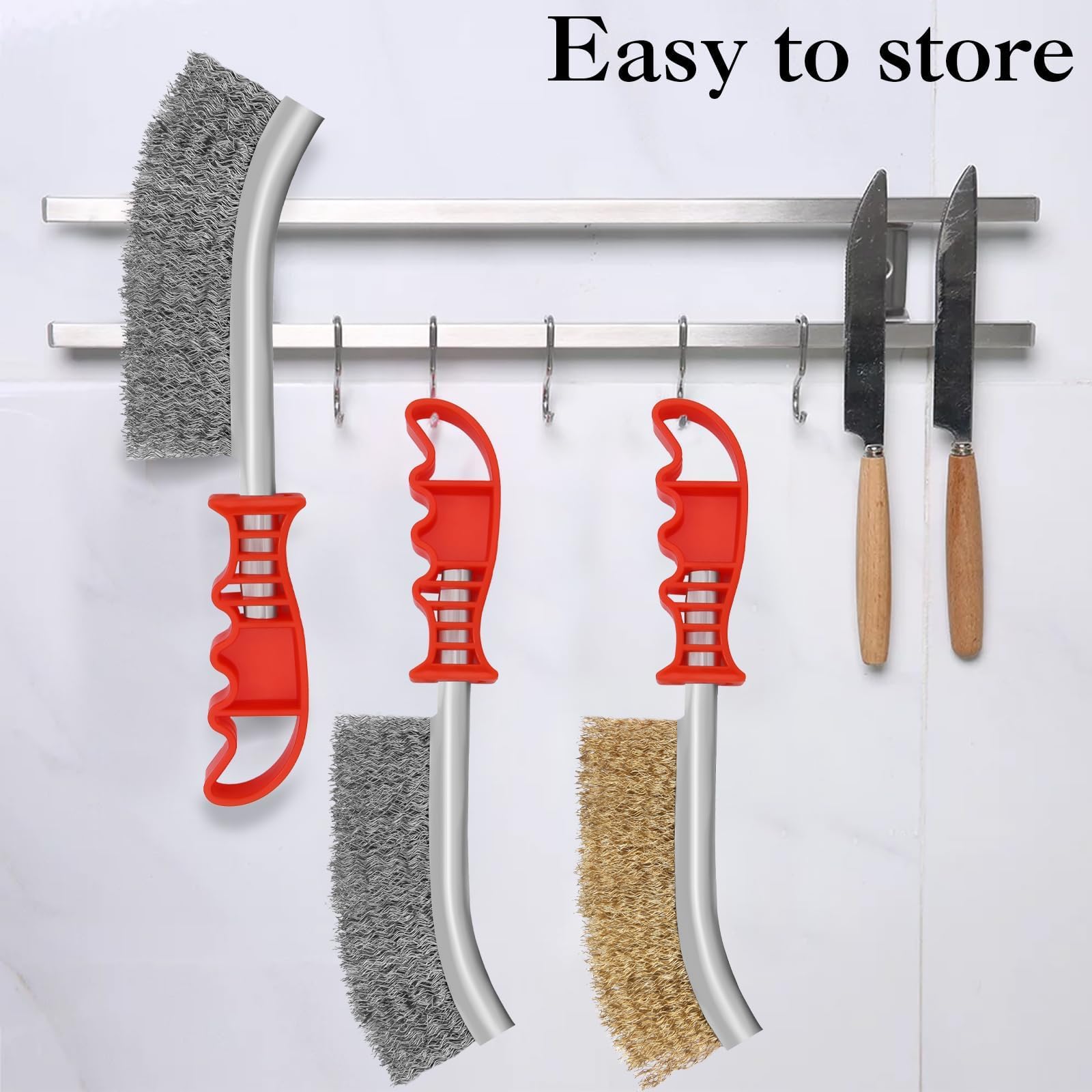 SWTYExt 7-Piece Wire Brush Set - Stainless Steel & Brass Nylon Brushes for Cleaning, Welding Slag, Rust Removal & Woodworking (3 Large + 4 Small Brushes) - Perfect for DIY Projects, Automotive Repair & Metal Surface Preparation