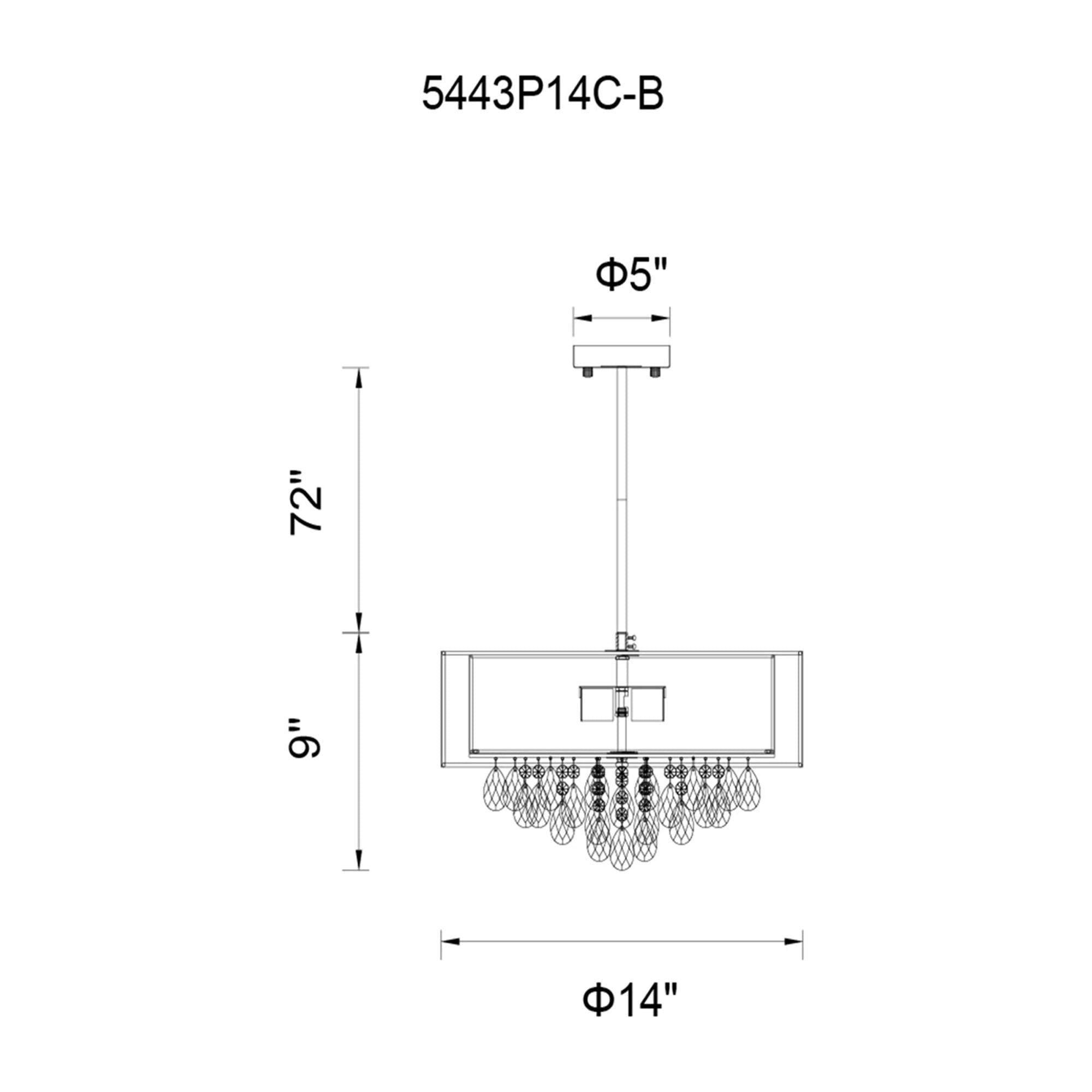 Cwi Dash Chandelier 5443P14C - Modern Black Ceiling Light Fixture for Dining Room, Living Room & Bedroom Lighting