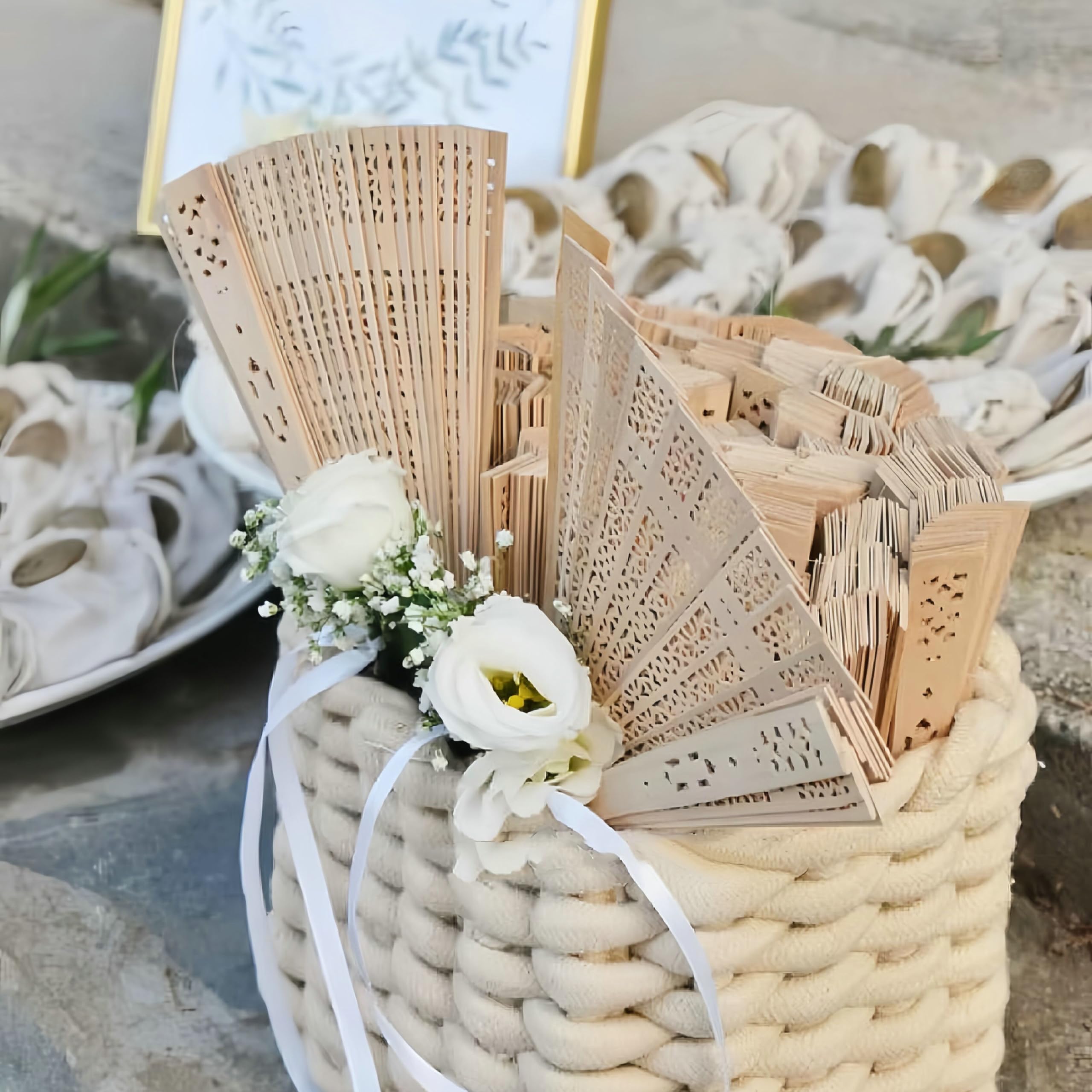 10pcs Personalized Wooden Wedding Fans - Custom Engraved Japanese Folding Fans for Bridal Party, Birthday & Engagement Gifts - Elegant Wedding Favors for Guests - Perfect for Outdoor Ceremonies, Photo Props & Cultural Events