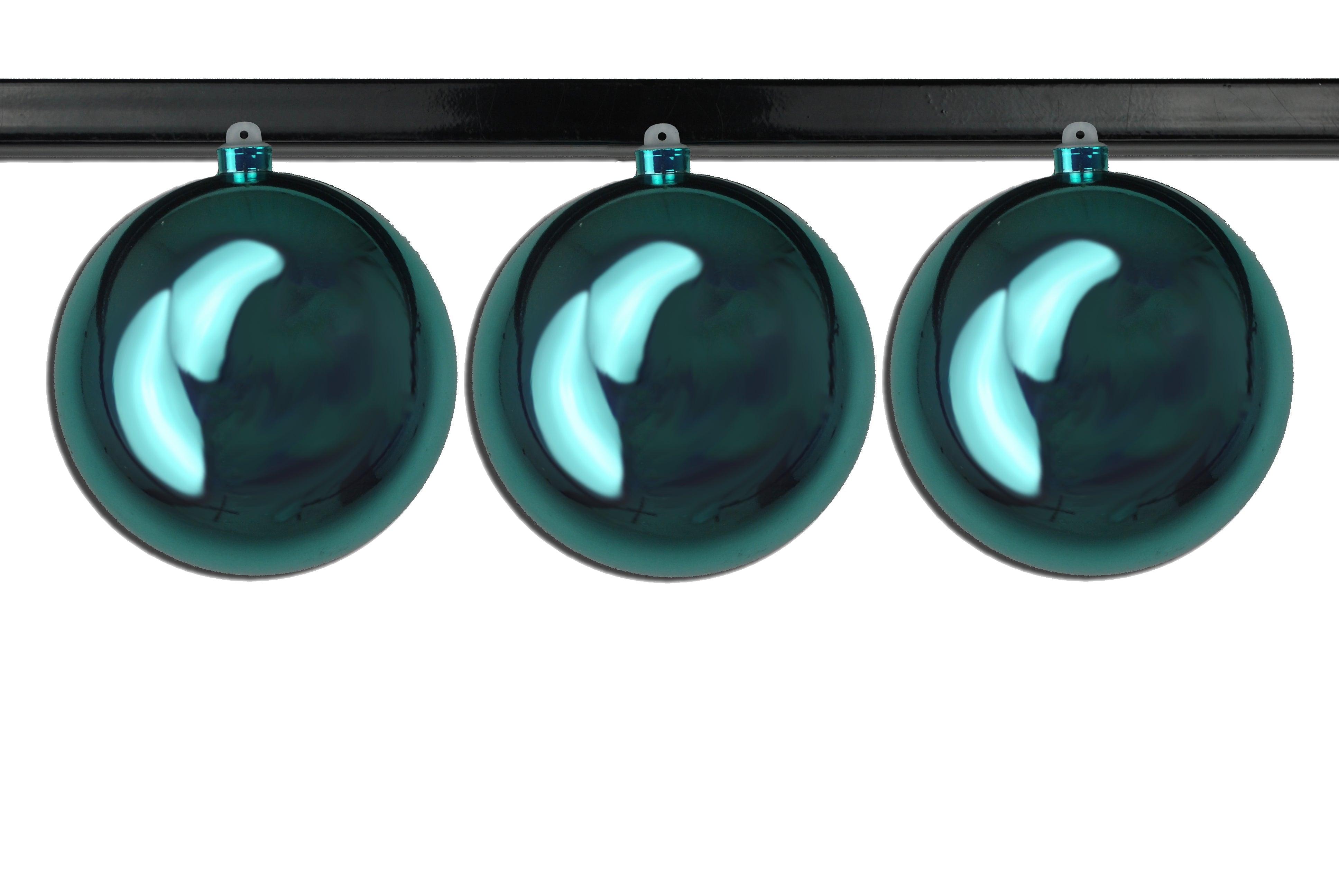 3 Pack 150mm (6 Inch) Shiny Aqua Blue Ball Ornaments - UV Coated with Wire Hanger - Perfect for Christmas Tree Decorations, Party Decor, and Home Interior Design