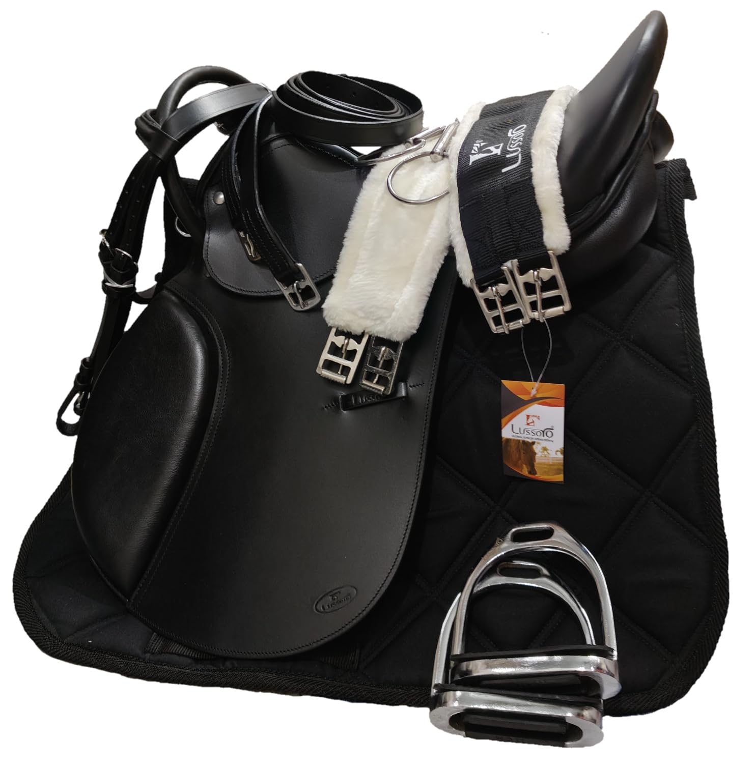 Premium English Leather Horse Riding Saddle Starter Kit - Jumping Handle Equestrian Saddle for Beginners & Ponies | Perfect Gift for Riders, Training & Show Jumping Competitions