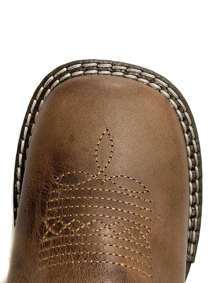 Roper Kids Monterey Aztec Leather Boots for Boys & Girls - Brown Western Cowboy Boots for School, Rodeo & Outdoor Play