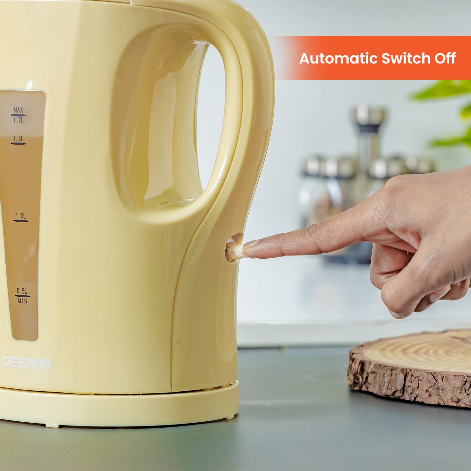 GEEPAS CO38029BT36549-BG 2200W Cordless Electric Kettle & 4-Slice Toaster Set - Fast Boiling & Even Toasting for Coffee, Tea & Breakfast - Perfect for Home, Office & Dorm Use
