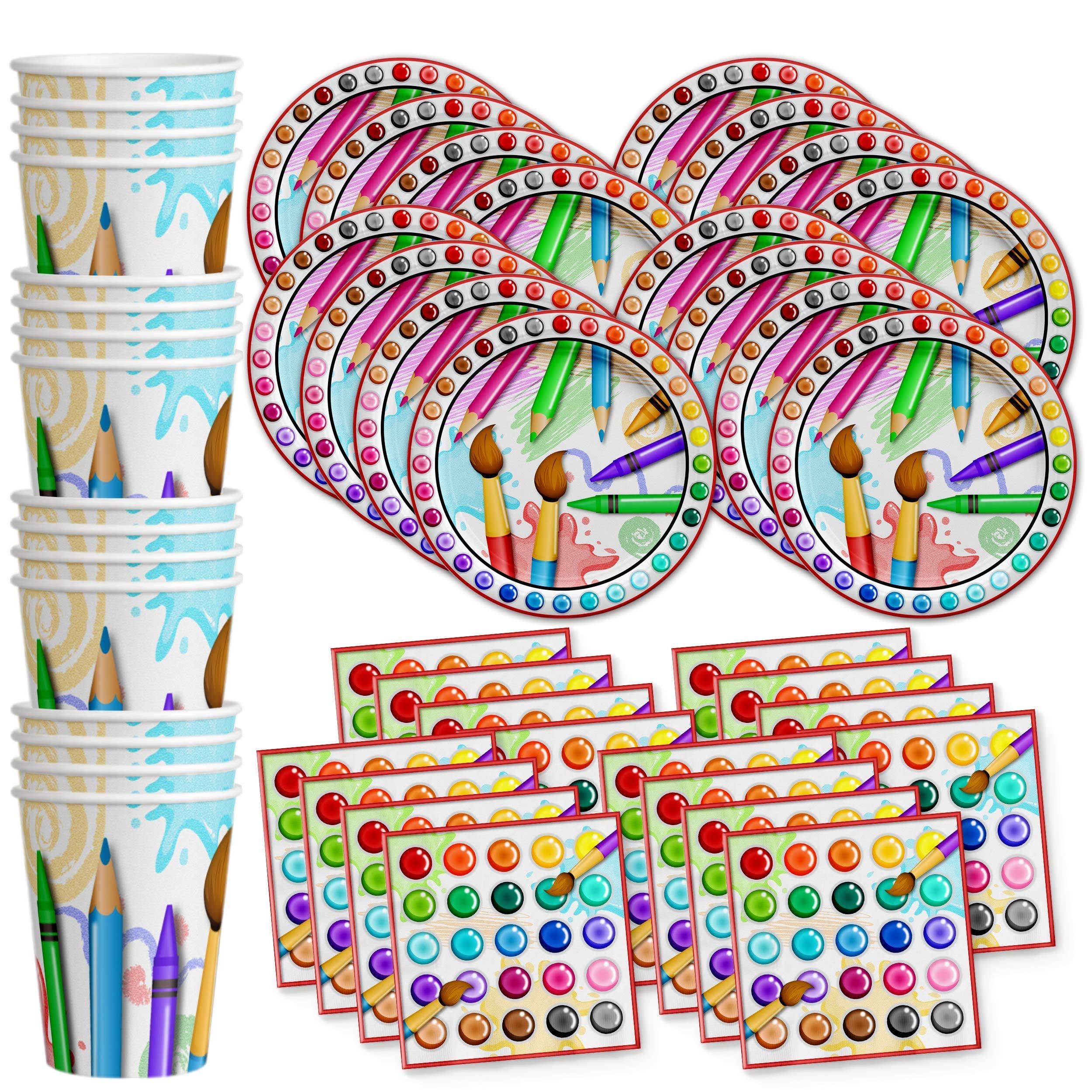 Artist Painting Birthday Party Supplies Set - 16-Piece Plates, Napkins & Cups Kit for Creative Art Themed Celebrations - Perfect for Kids' Birthday Parties, Art Classes & DIY Craft Events