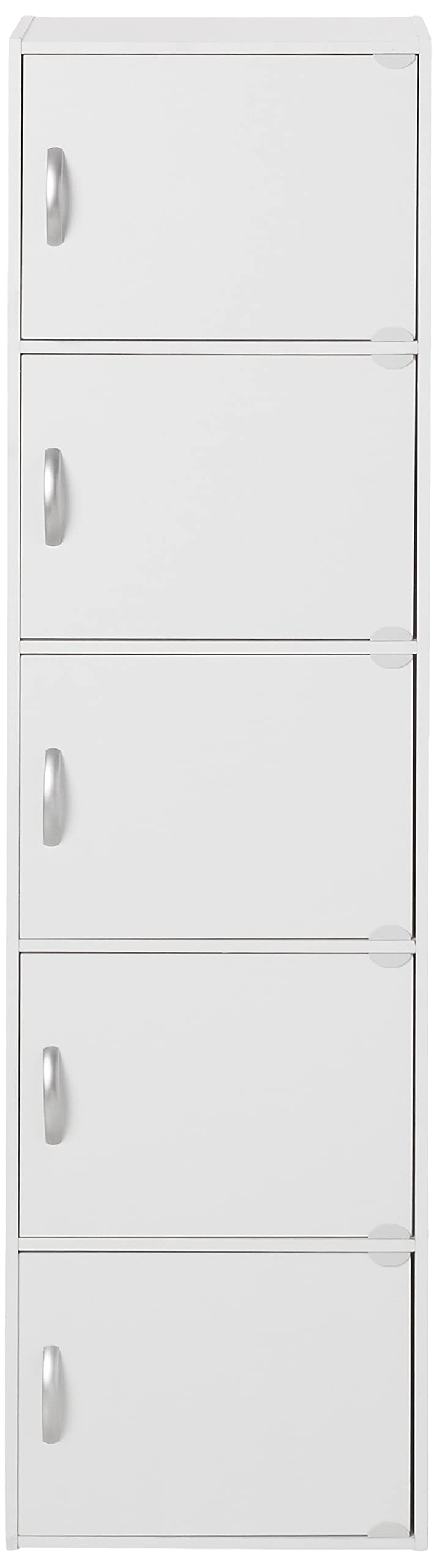 HODEDAH 5-Door White Bookcase - Modern Storage Cabinet for Home Office, Living Room & Bedroom Organization