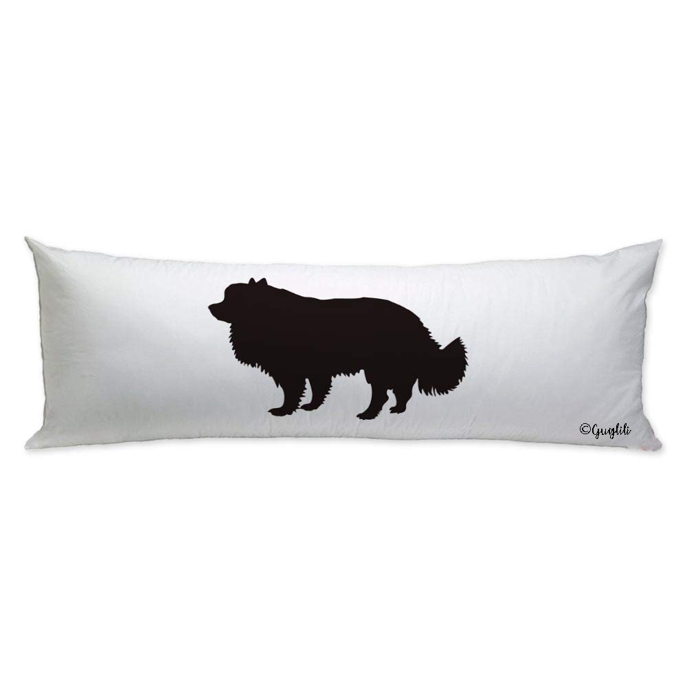 Black Pomeranian Dog Silhouette Body Pillow Cover 20x54 Inch - Soft Pet-Themed Cushion Case with Zipper for Home Decor, Couch, Sofa & Bedding | Perfect for Dog Lovers, Living Room Accent & Cozy Nap Companion