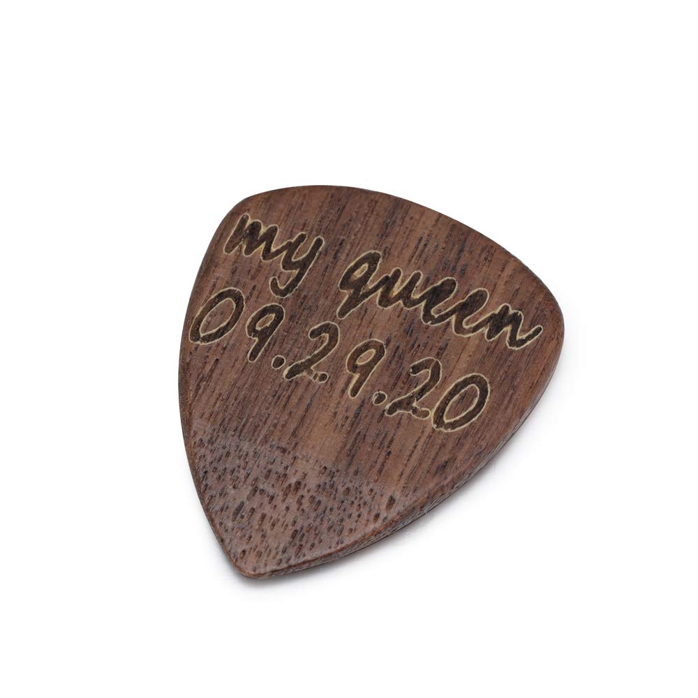 Custom Engraved Guitar Picks - Personalized with Name & Date (1-3 Pack) in Premium Wooden Gift Box | Perfect for Acoustic, Electric, Bass Guitar & Ukulele Players | Ideal Music Gift for Birthdays, Anniversaries & Music Lovers (Walnut Finish)