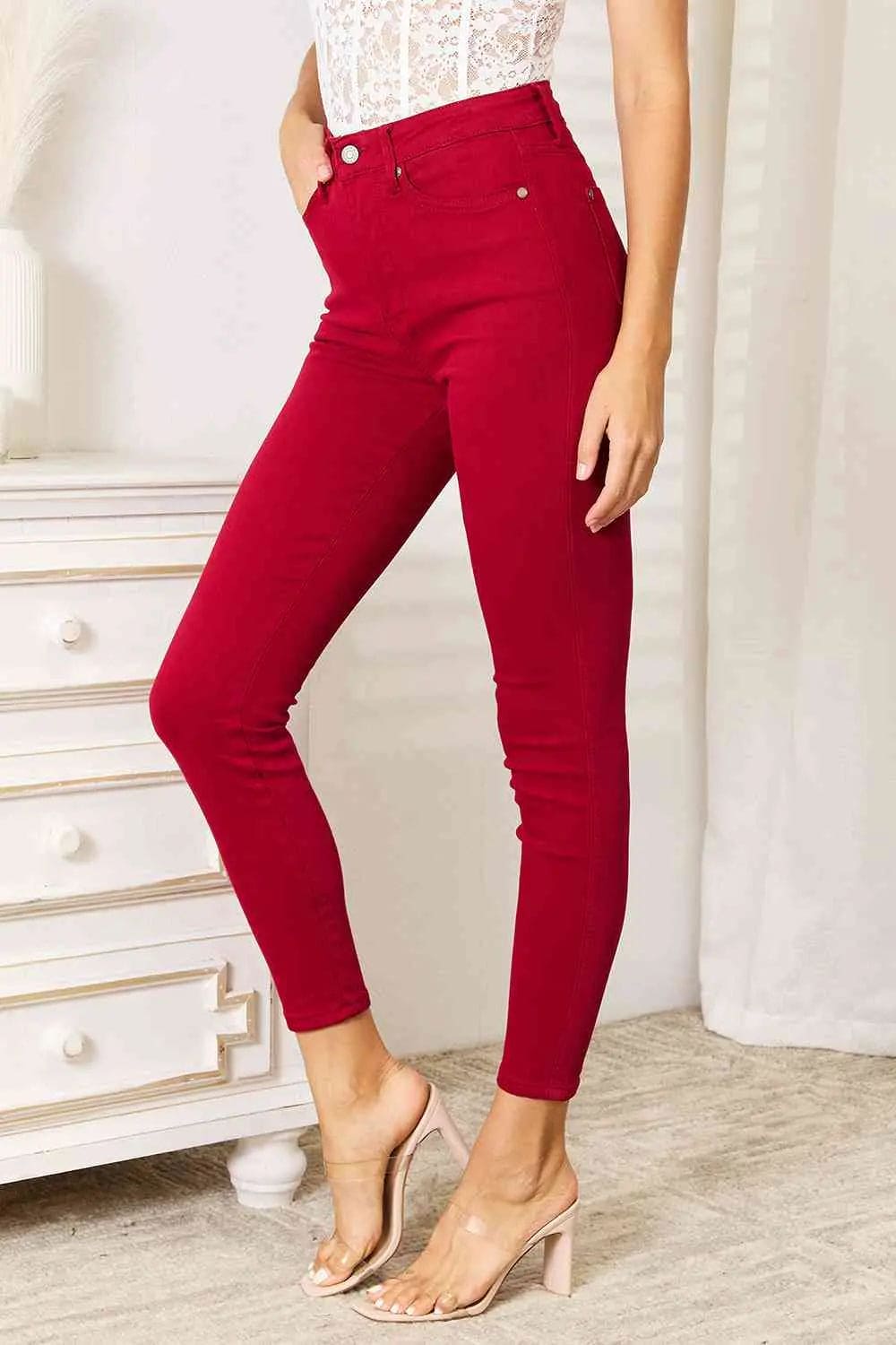 Judy Blue High Waist Tummy Control Skinny Jeans for Women - Slimming Stretch Denim Pants for Everyday Wear & Casual Outfits
