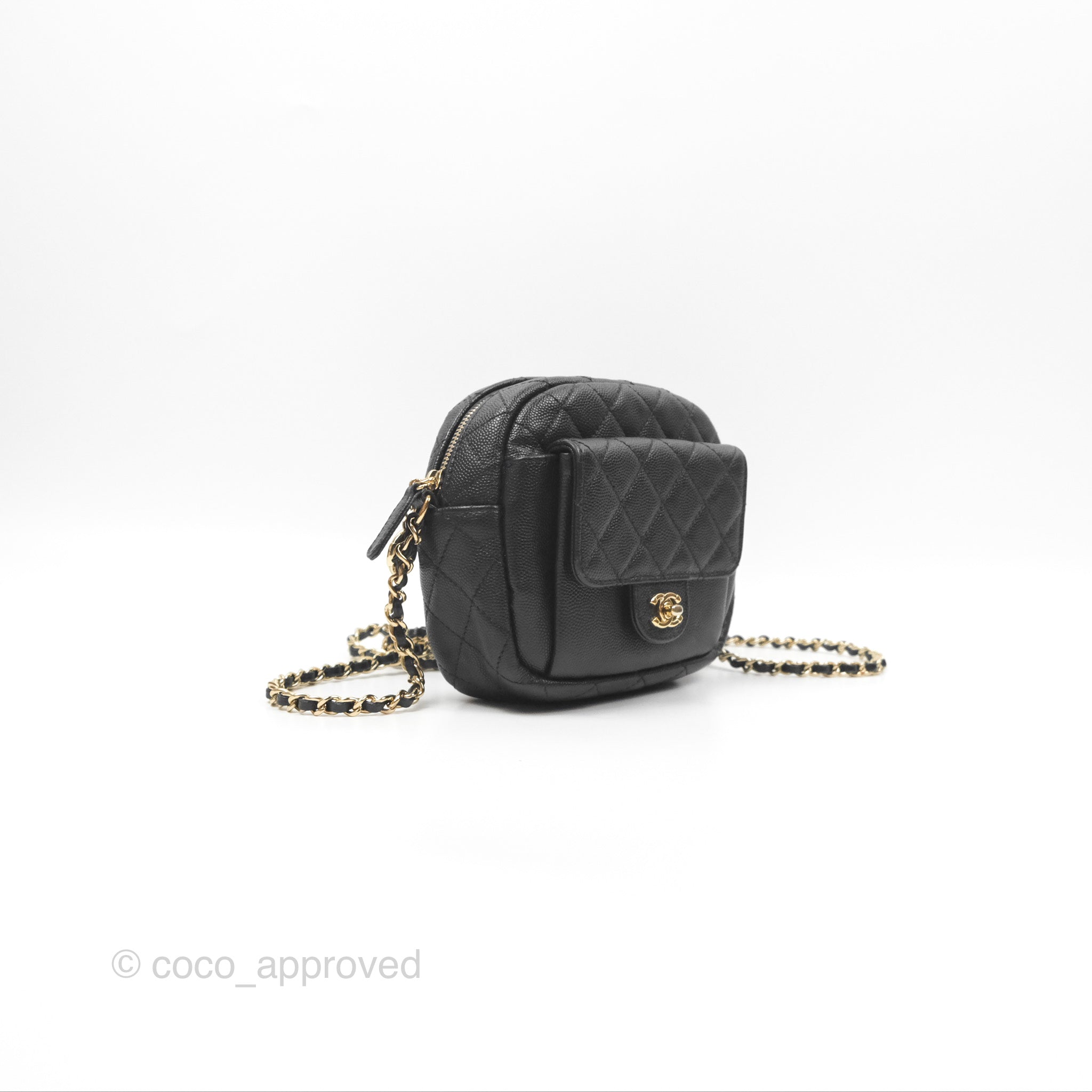 Chanel CC Day Camera Bag in Black Caviar Leather with Gold Hardware - Luxury Crossbody Bag for Women, Perfect for Everyday Use & Special Occasions