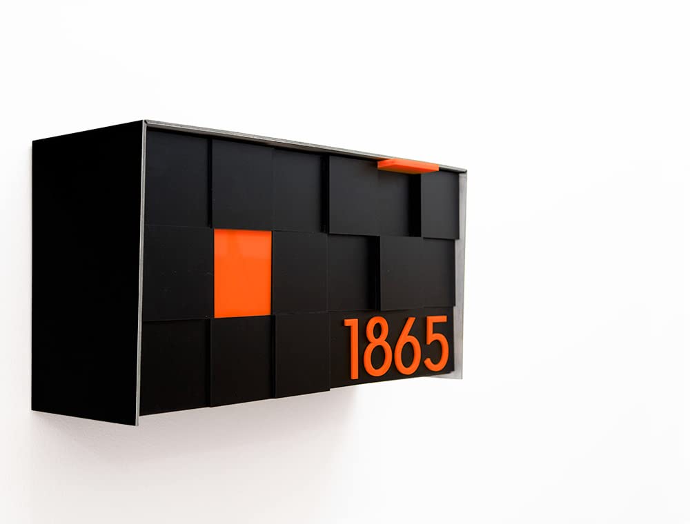 Modern Wall Mounted Mailbox with 3D Black Acrylic Face & Aluminum (ACP) Black Body - Orange Acrylic Numbers - Custom Postbox Letterbox - Perfect for Homes, Offices & Apartments
