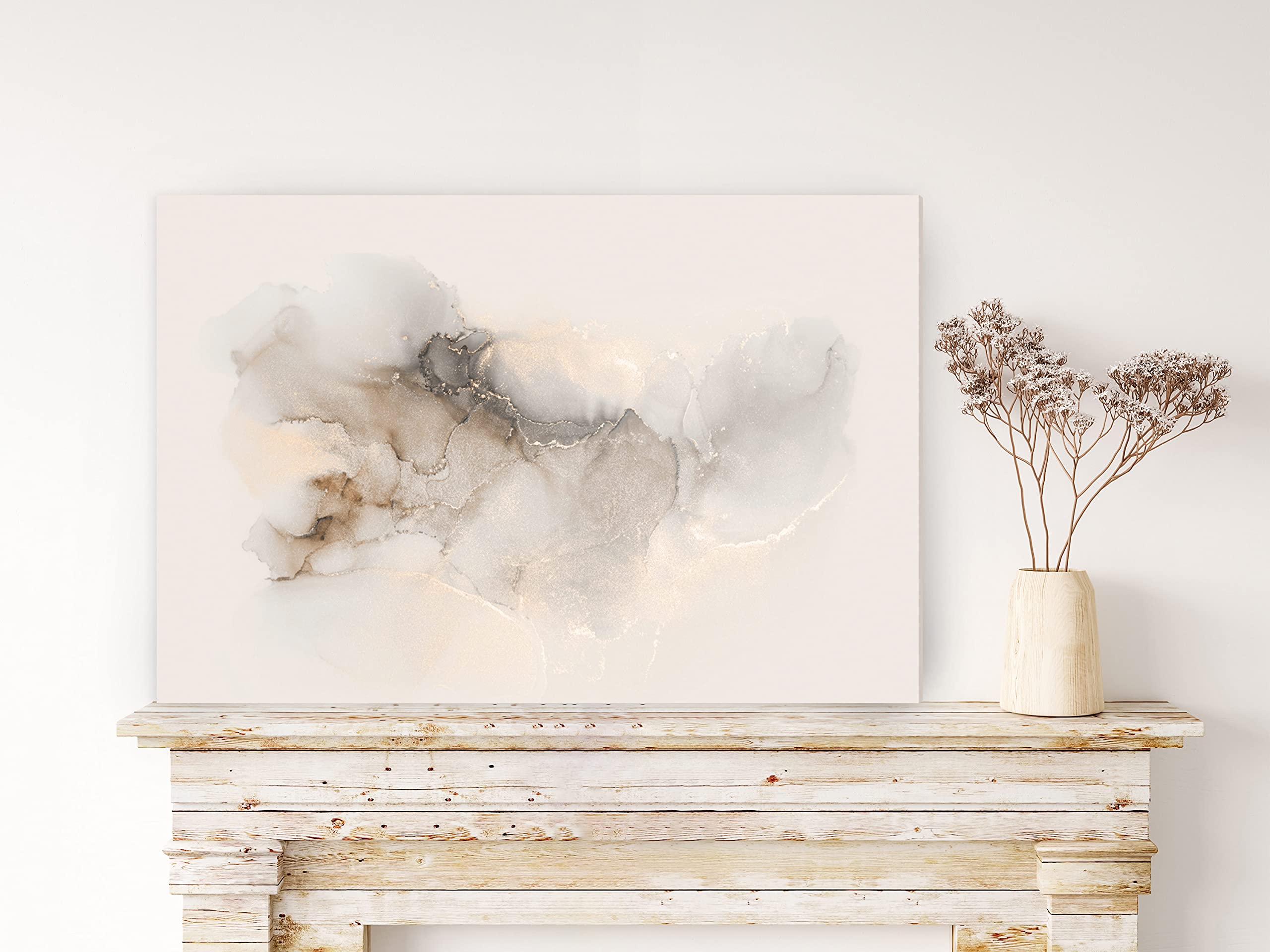 Abstract Marble Paint Stains Canvas Wall Art Print - 35x24 Inch Framed Stretched Picture for Home Decor, Living Room, Bedroom & Office | Modern Artwork Painting by Artgeist (A-B-10013-B-A)