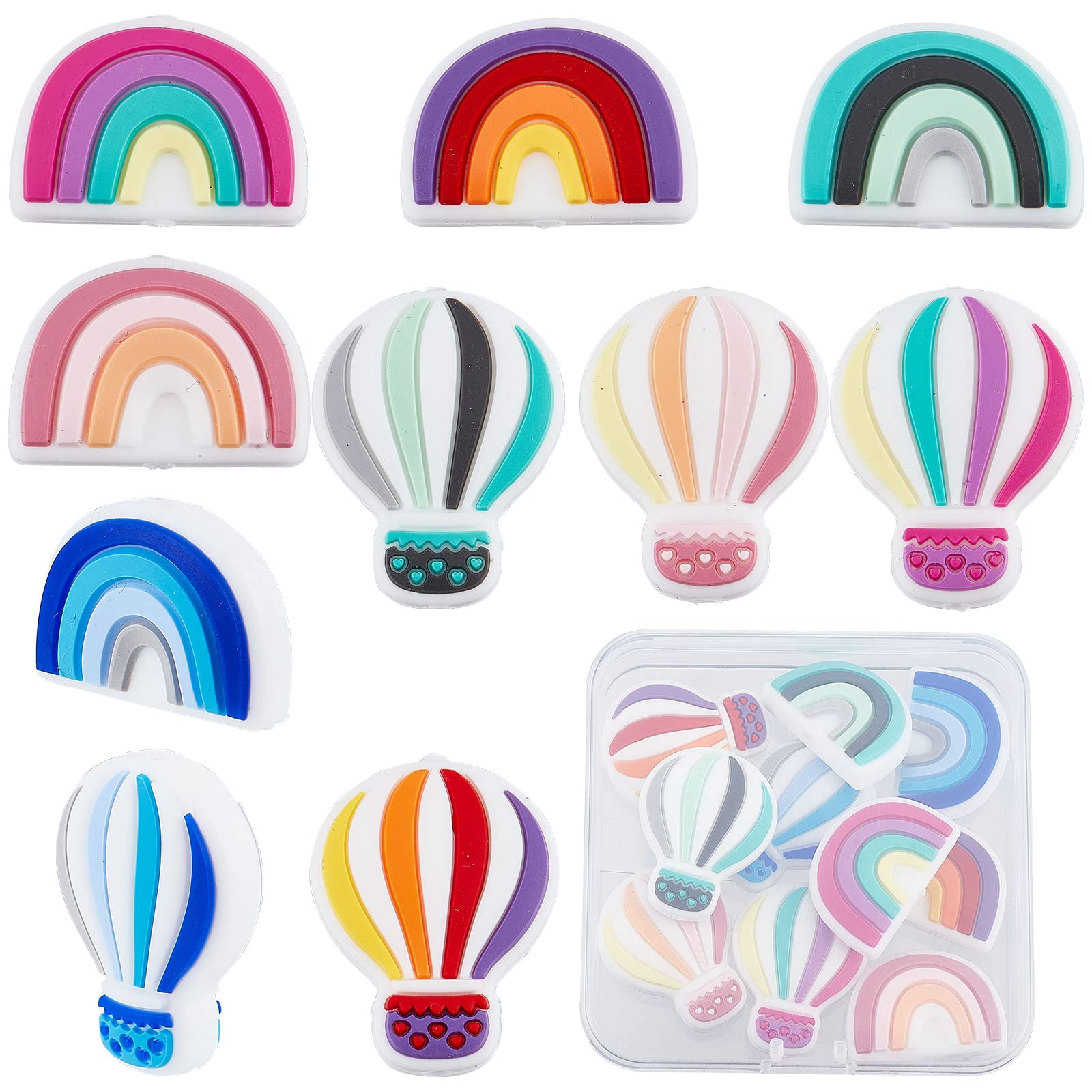 SUNNYCLUE Silicone Beads Rainbow Hot Air Balloon Charms for DIY Jewelry Making - Bracelets & Necklaces