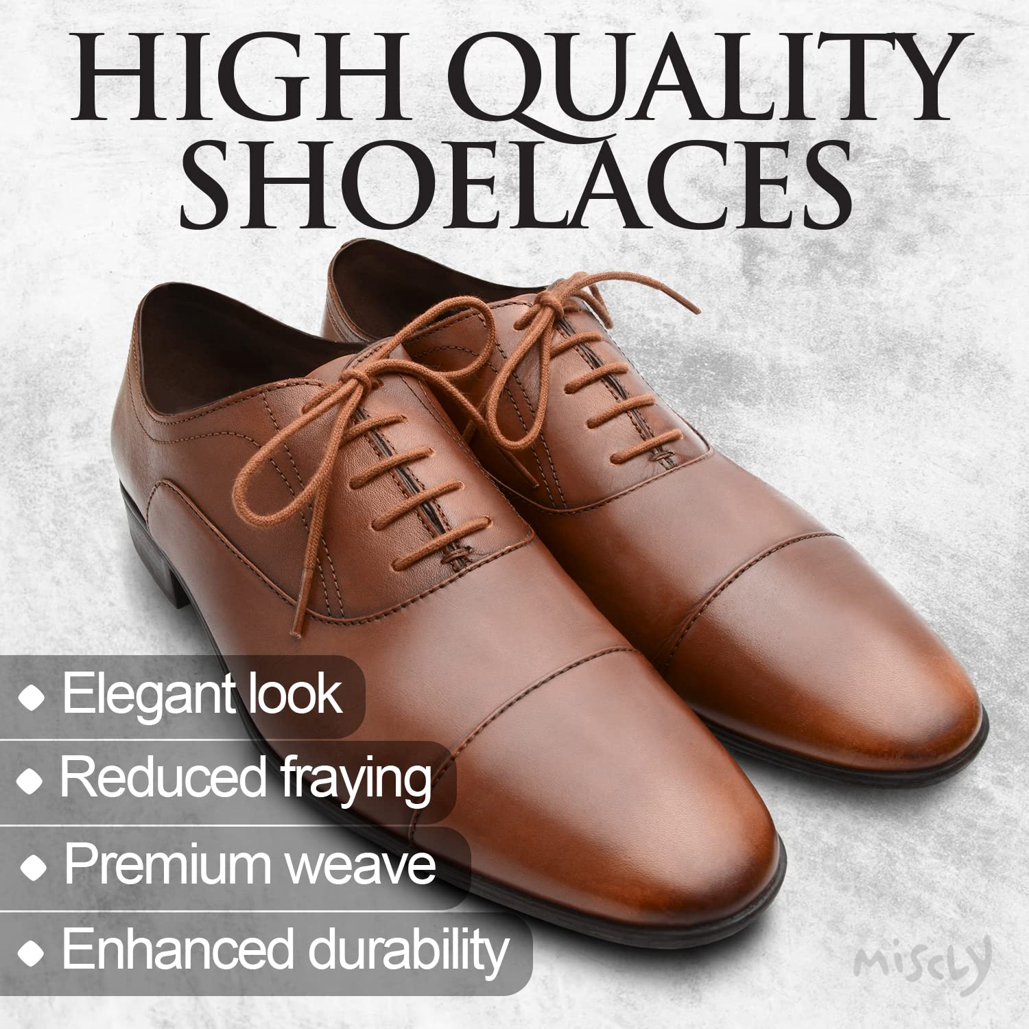 Premium Dress Shoe Laces for Men - Round Oxford Shoelaces (Multiple Lengths & Colors) - Perfect for Business, Formal & Wedding Attire