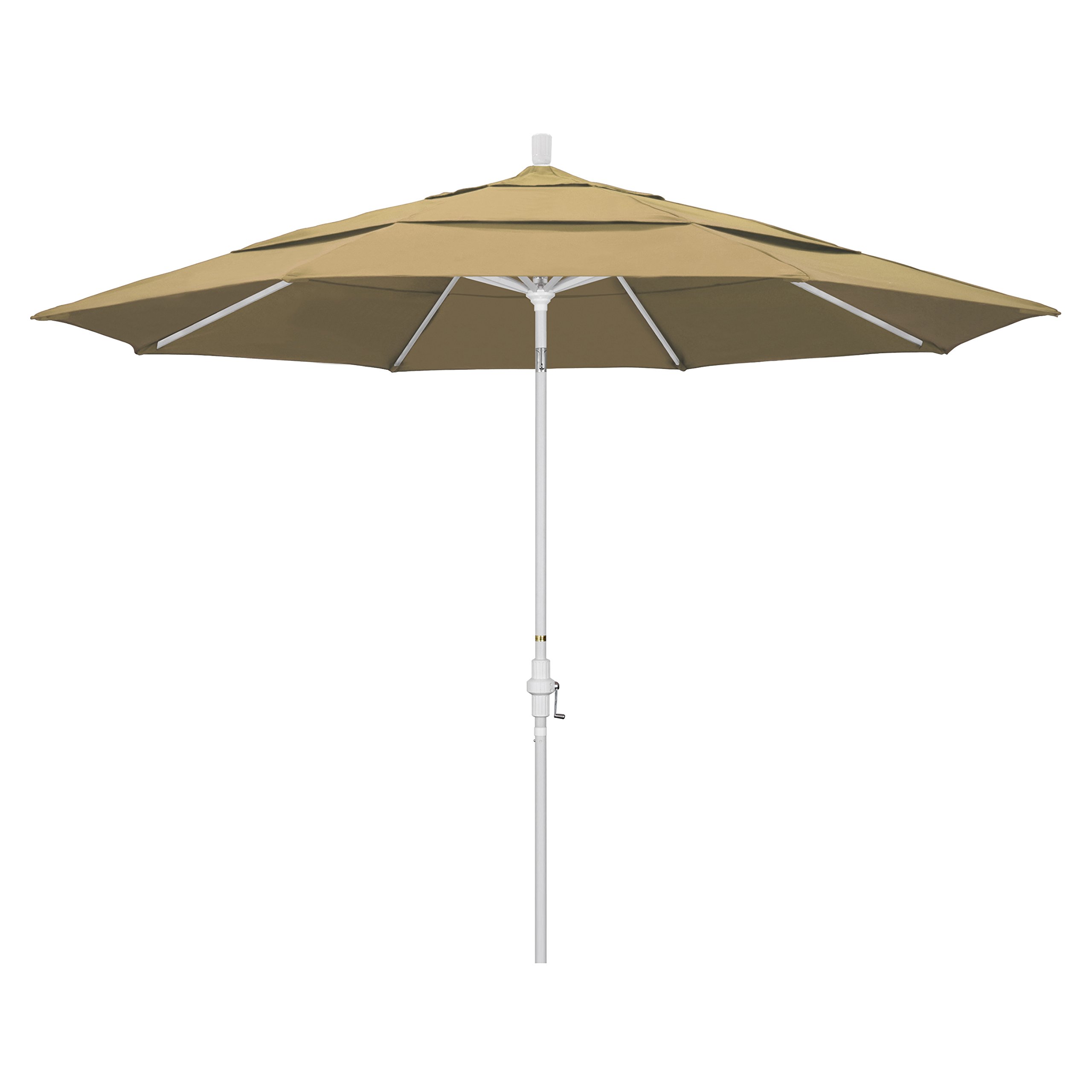 11' Round Aluminum Patio Umbrella with Crank Lift & Tilt Mechanism - California Umbrella for Outdoor Dining, Poolside, Garden & Backyard Relaxation