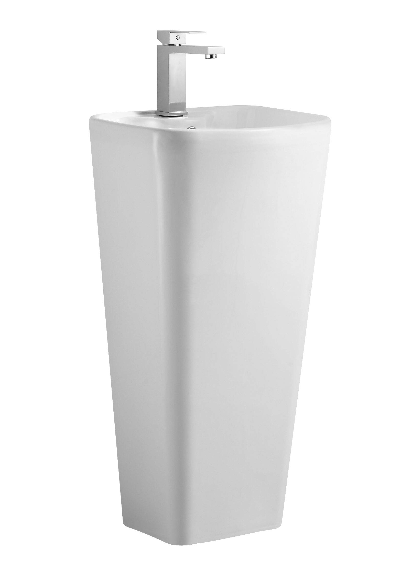 Elegant White Vitreous China One-Piece Pedestal Sink with Center Faucet Hole - Fine Fixtures Plainfield Bathroom Vanity for Modern & Traditional Homes