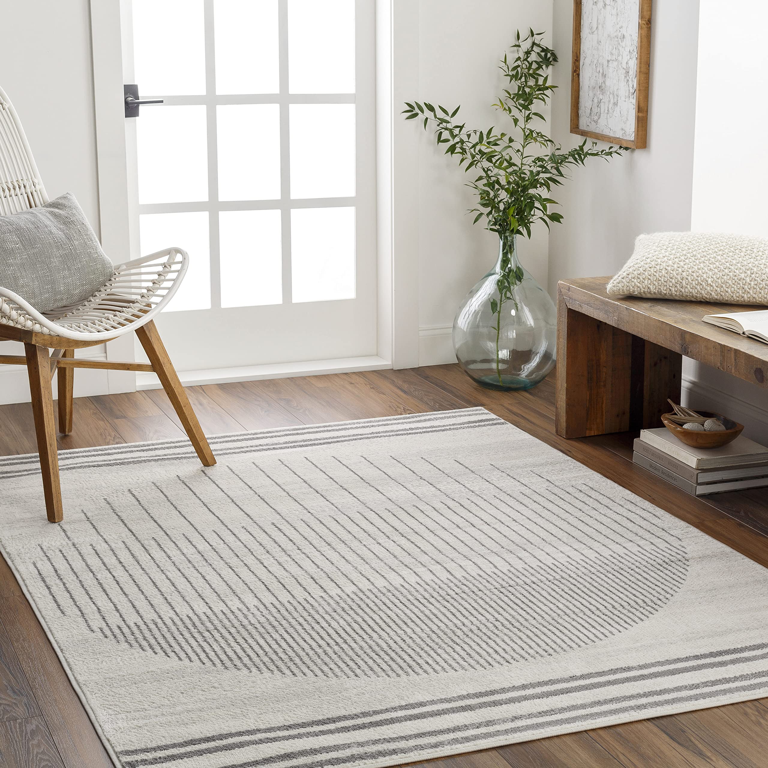 Mark&Day 5x7 Modern Ivory Area Rug - Soft Beige Grey Black Carpet for Living Room, Bedroom, Kitchen - Non-Slip & Durable (5'3