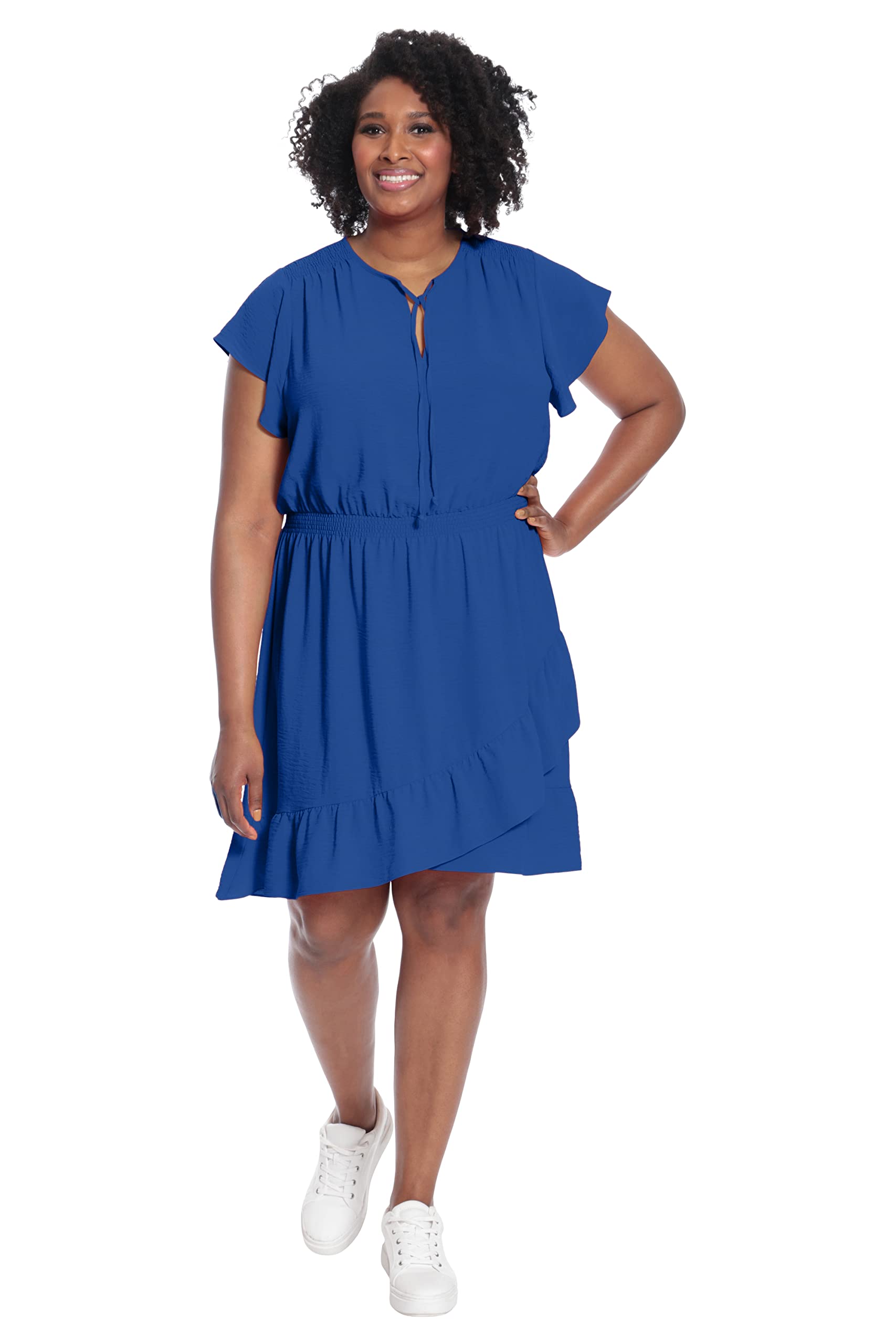 London Times Women's Smocked Ruffle Dress for Summer Outings