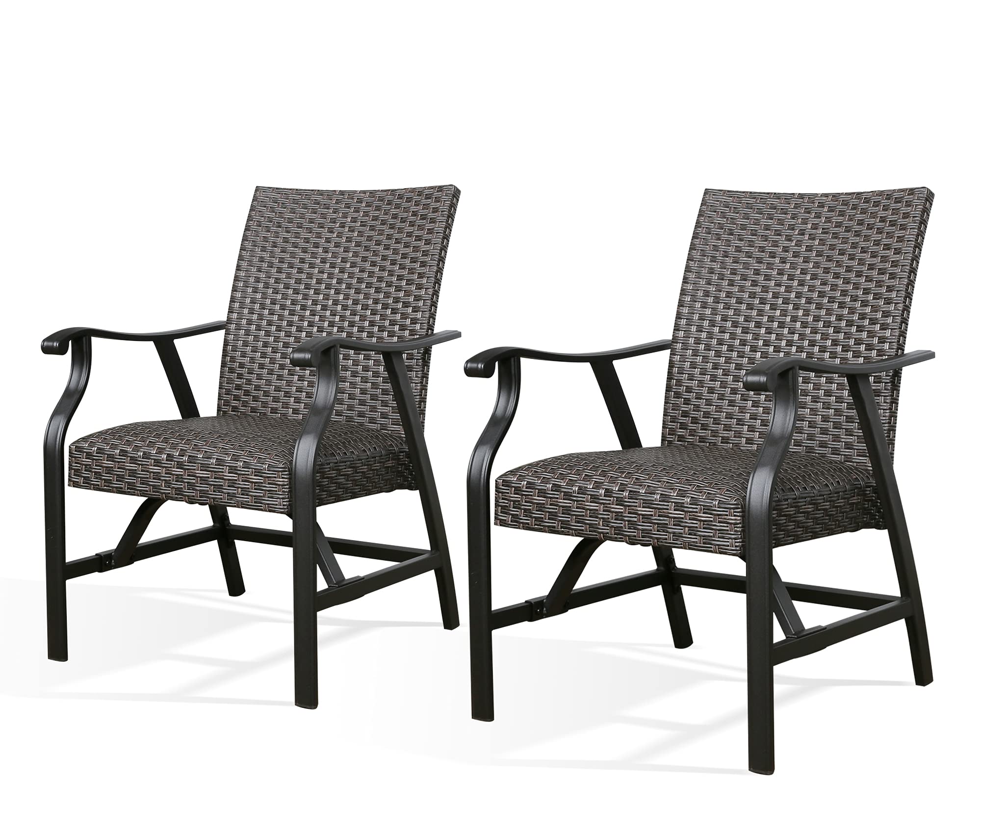 Ulax 2-Piece Outdoor Dining Chairs Set - Patio Wicker Padded Rocking Arm Chairs with Smooth Motion | Perfect for Backyard, Garden, Poolside & Deck Relaxation