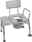 Padded Seat Transfer Bench with Commode Opening - Shower Safety Chair for Elderly & Disabled - Non-Slip Bathroom Mobility Aid for Bathtub & Toilet Use